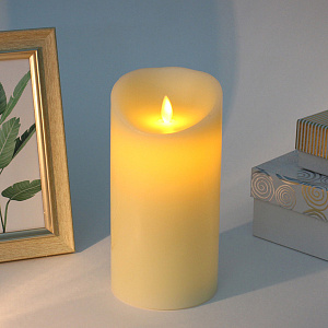 Сувенир с подсветкой "Свеча восковая - Пламя" 10*20 см - облита воском (работает от батареек 3 ААА)