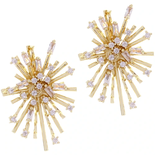 Серьги из гиппоалергенного металла со стразами ПАЛУМНА, элли, цвет золото и серебро, 2,41,9см_5