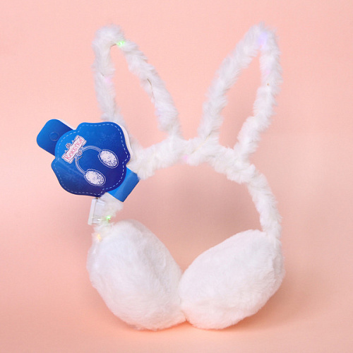 Наушники меховые светящиеся Salon Teplo , зайка, цвет белый, ( подвес Ultramarine)_8