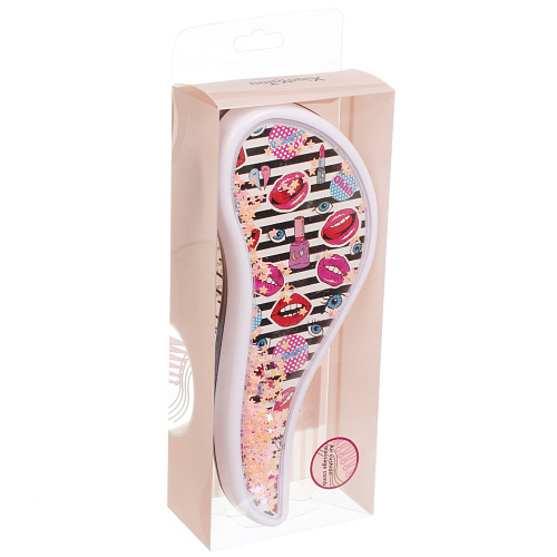 Расческа массажная компактная КАЛИСТО, блестки, микс 4 дизайна, 187,5см (PVC коробка)_6