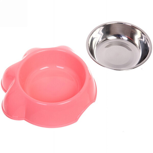 Миска пластиковая с металлической чашкой Лапка 216,5см цвет розовый_3