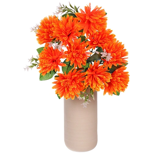Искусственные цветы Цветочная мелодия Хризантемы 43см 10 цветков оранжевый неон_6