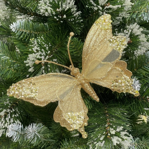 Украшение новогоднее "Бабочка - Изящный полет" 24.5*9*17 см, Шампань