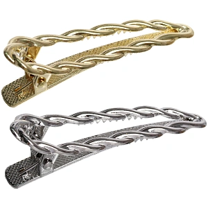 Зажим для волос "AKS - DesignPRO", косичка, цвет золото и хром, 6*1,5см