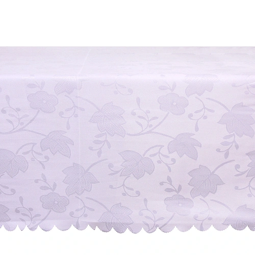 Скатерть 148180 см Классика, листья, цвет белый_4