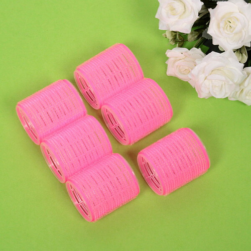 Бигуди липучки, 6шт, однотонные, цвет микс, d-5см_4