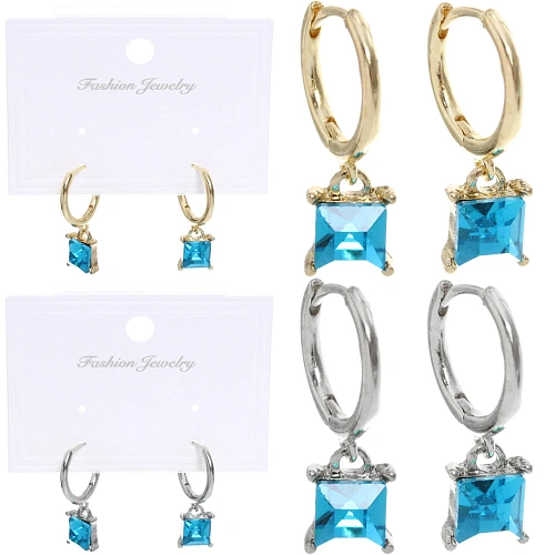 Серьги из гиппоалергенного сплава "ЛАТТИ", аквамарин, цвет серебро и золото, 2,5см