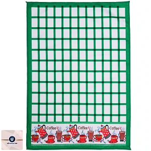 Полотенце кухонное "Клетка - Кофе" 40*57 см, цвет зелёный, микрофибра 200 гр/м2