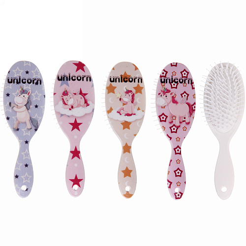 Расчёска массажная "Stylish hair - Единорожки", микс 4 вида, овал, 22*7 см