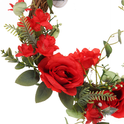 Искусственный цветы венок Сказка 42см цвет красный_3