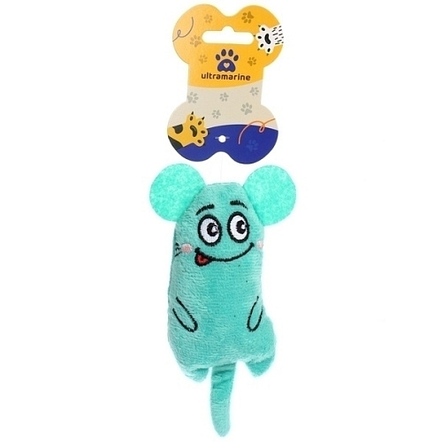 Игрушка для кошек мягкая Мышка, цвет голубой, 145см14гр (лейбл)_3