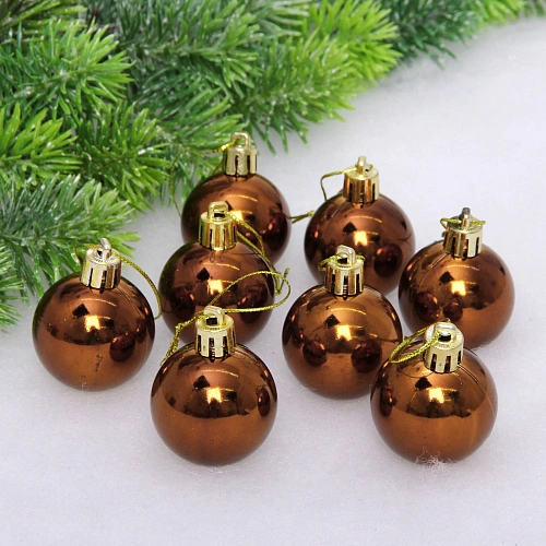 Новогодние шары 4 см (набор 24 шт) "Глянец", шоколад