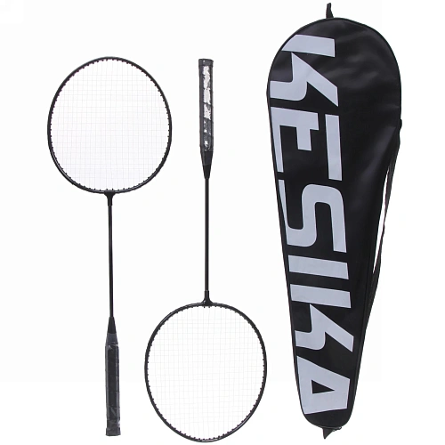 Бадминтон в наборе K-001, 3 предмета: 2 металлические ракетки 65 см, чехол (черный)