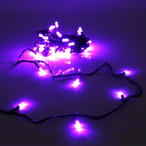 Гирлянда для дома НИТЬ "Хрусталь" 8 м 50 ламп LED, черный пров,IP-40. 8 режимов, Фиолетовый (возможность соединения)